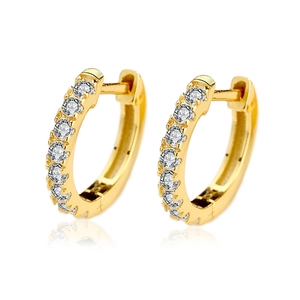 Elegant gold S925 sterling silver hoop earrings with shimmering CZ micro pave stones