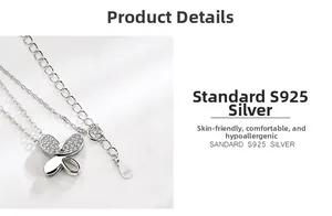 Detailed macro view of S925 sterling silver butterfly pendant and the hallmark tag