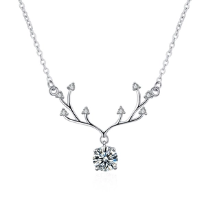 Collier renne en argent sterling S925 avec pendentif brillant en moissanite