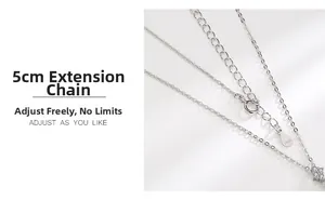 Detailed macro shot of S925 sterling silver water drop necklace with 5cm extension chain