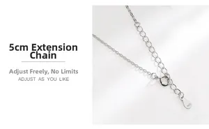 Détail du collier en argent 925 avec une chaîne d'extension réglable de 5cm