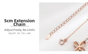 Detail view of S925 sterling silver 5cm extender chain and lobster clasp in rose gold