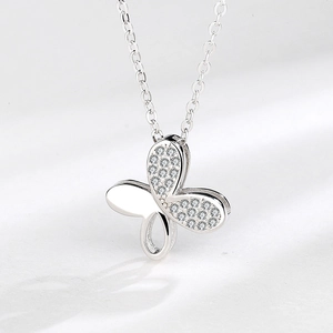925 Sterling Silver Butterfly Pendant Necklace For Women Rhinestone Inlaid Clavicle Chain Elegant Mori Style Neck Jewelry Gift