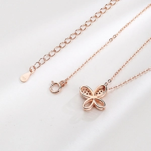 S925 sterling silver butterfly pendant necklace in rose gold finish with delicate chain