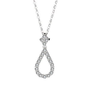 Elegant S925 sterling silver teardrop necklace with hollow pave diamond pendant
