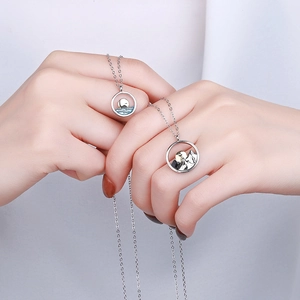 S925 sterling silver couple necklaces with mountain and sea pendants for lovers