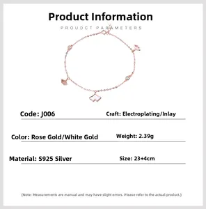 Detail view of S925 sterling silver ginkgo leaf anklet with size and weight measurements