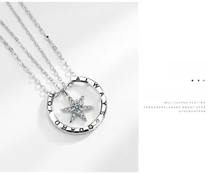 Détail macro du pendentif hexagramme en argent S925 avec gravure YOU ALWAYS GUARD polie