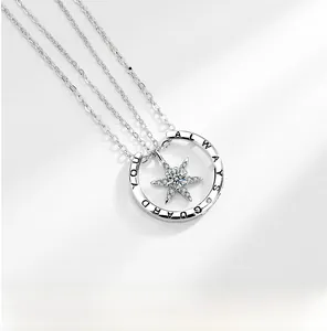 Détail du pendentif hexagramme en argent S925 avec gravure Always Guard You et brillants