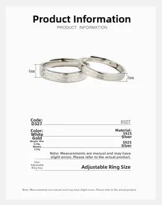 Detailed specifications of S925 sterling silver couple rings with wood grain texture
