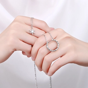 Ensemble de colliers Hexagramme en argent S925 avec gravure Always Guard You sur l'anneau