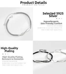 Detailed view of Mobius S925 silver bracelet with No.52 bar and heart pendant charms
