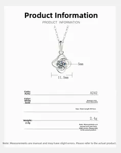 Macro detail of S925 sterling silver four-leaf clover pendant with 5mm moissanite stone