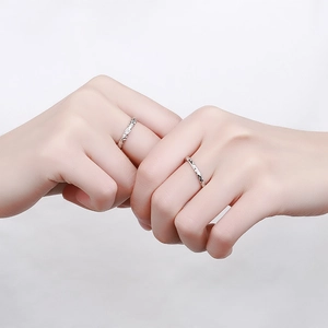 Minimalist S925 sterling silver couple rings with unique irregular twisted texture