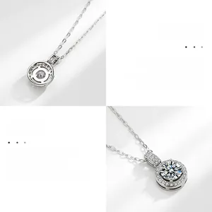 Vue macro d'un pendentif en moissanite argent S925 avec sertissage halo et polissage