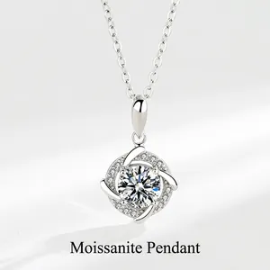 Elegant 925 Sterling Silver Moissanite Rotating Windmill Pendant Accessory For Women Trendy Geometric Jewelry No Chain Gift