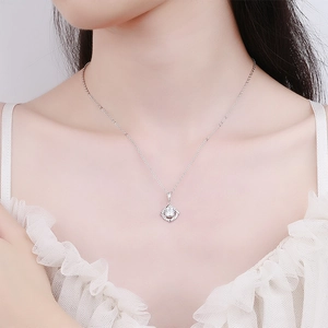 Elegant windmill moissanite pendant necklace on sterling silver chain for women