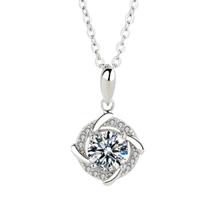 Windmill moissanite pendant necklace for women in 925 sterling silver spinning design