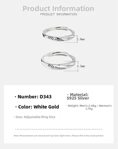 Detailed view of S925 sterling silver couple rings with Only Love You engraving