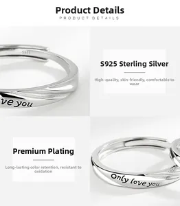 Macro detail of S925 sterling silver ring showing the Only love you engraving and hallmark