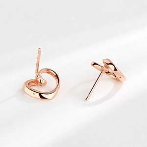 Orecchini a lobo a cuore in argento sterling S925 con finitura in oro rosa