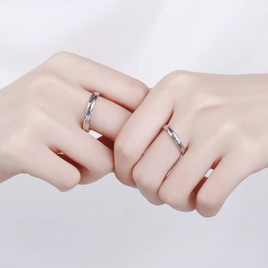 Minimalist S925 silver couple rings with Only Love You engraving for daily fashion style