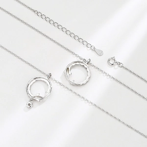 Colliers de couple minimalistes en argent sterling S925 avec pendentif rond évidé