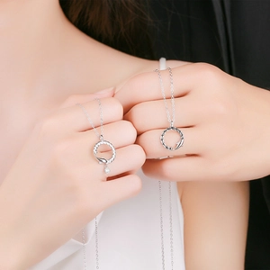 Colliers couple dauphin en argent sterling S925 avec zircon pour cadeau de Saint-Valentin
