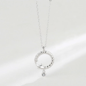 Collier couple en argent sterling S925 avec pendentif dauphin et pierre de zircone