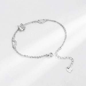 Bracelet minimaliste en argent S925 avec pendentif avion en papier et pierres brillantes