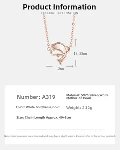 Dimensions détaillées du collier pendentif dauphin en argent S925 avec nacre blanche
