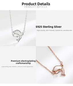 Détail de colliers dauphins en argent sterling S925 finitions argent et rose doré