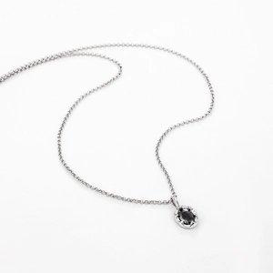 925 Sterling Silver Black Zirconia Necklace For Women Minimalist Oval Pendant Adjustable Clasp Chain Jewelry Gift