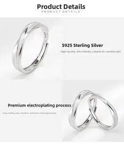 Detailed view of S925 sterling silver twin knot rings showing texture and hallmarking