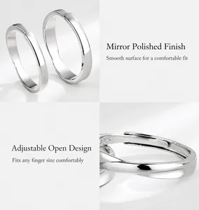 Detailed close-up of S925 sterling silver stamp and adjustable open ring structure