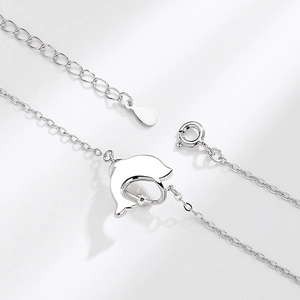Élégant collier pendentif dauphin en argent sterling S925 avec finition miroir pour femme