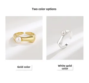 Detailed comparison of S925 silver pearl rings in gold and platinum finishes