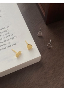 Close-up of S999 silver wulu stud earrings with intricate honeycomb textured finish