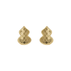 Golden Wulu gourd stud earrings in S999 sterling silver with sparkling textured finish