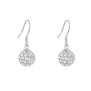 Elegant S925 sterling silver sphere drop earrings with shimmering zircon micro-pave crystals