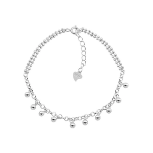 Bracelet en argent sterling S925 avec pampilles perlées et fermoir mousqueton ajustable