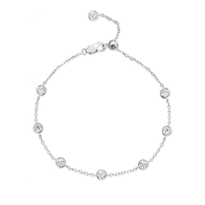 Elegant S925 sterling silver bubble zircon bracelet with adjustable slider clasp