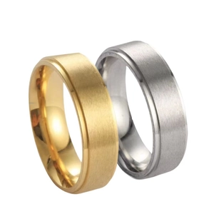 Minimalist 6mm wide matte finish stainless steel rings available in gold and silver colors