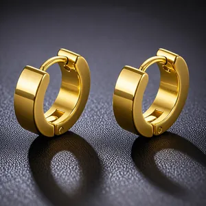 Minimalist Stainless Steel Huggie Hoop Earrings for Men Women Punk Rock U-shaped Small Round Ear Buckle Fashion Jewelry