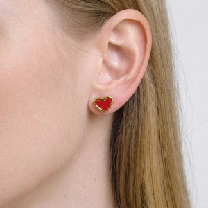 Heart Stud Earrings 304 Stainless Steel Enamel Gold Plated Waterproof Hypoallergenic Sweet Trendy Jewelry For Women