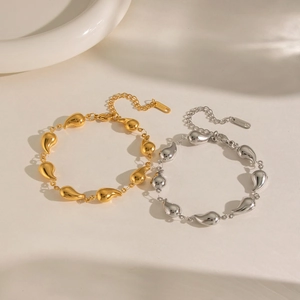 Chic 18K gold and silver teardrop link bracelets in durable stainless steel design