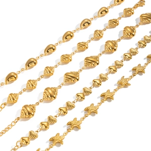 18K gold plated stainless steel bracelets with shell heart and starfish charms