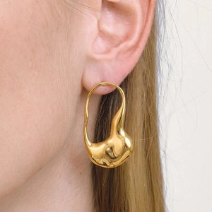 Irregular Fluid Earrings 304 Stainless Steel Waterproof Anti Tarnish Liquid Metal Geometric Jewelry For Women Gold
