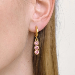 Hoop Dangle Earrings 18K Gold Plated Stainless Steel Round Zircon Waterproof Hypoallergenic Luxury Jewelry For Women