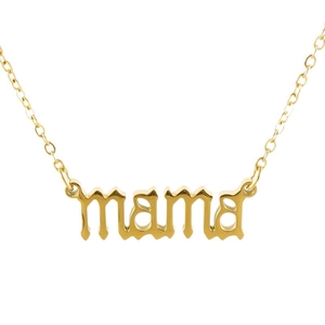 Collier élégant en acier inoxydable doré avec pendentif lettres mama gothiques pour femme